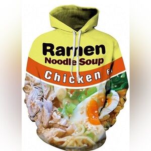 NWT 3D Ramen Chicken Noodle Soup Hoodie Sweatshirt For Men/Women Cotton